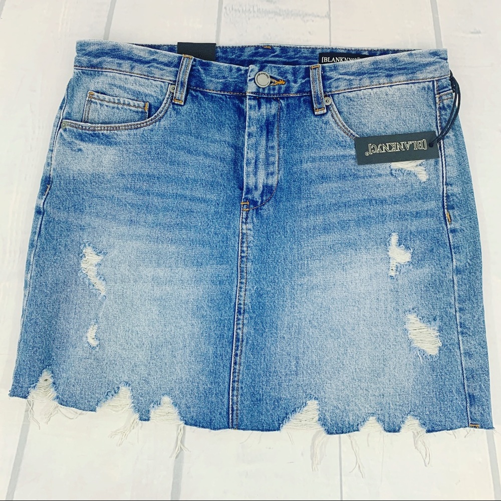 BLANK NYC Denim Jean Distressed Mini Skirt Sz 29